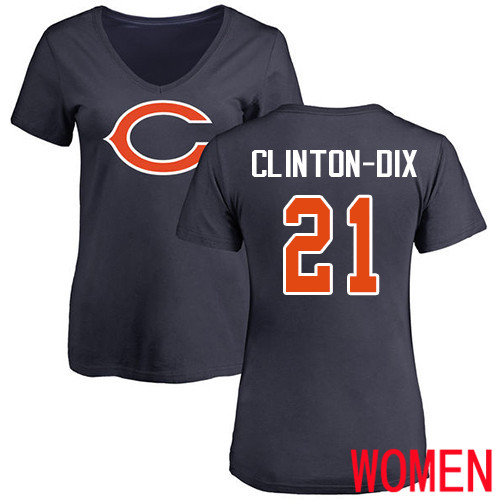 Chicago Bears Navy Blue Women Ha Ha Clinton-Dix Name and Number Logo NFL Football #21 T Shirt